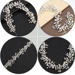 Boutique Headband Wedding Pearl Bridal Headdress Pearl Headpiece Rhinestone Leaf Photo 5