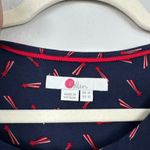 BODEN Kara Shooting Stars Blouse Navy Red Smocked Sleeves Button Front Size 10 Blue Photo 4