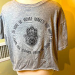 Miken cropped ‘do more of what makes you happy’ raw hem top Size XL Photo 8