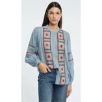 MAISON HOTEL NWT Ninette Navajo Blouse In Bleu Simple In Blue Size Large Photo 9