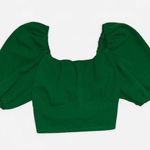 SheIn Green Puff Sleeve Corset Back Crop Top – Size M Photo 0