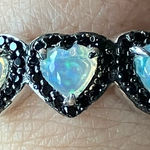 Ethiopian Opal Black Spinel Sterling Silver Heart Ring Size 10 Photo 0