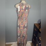 Veronica M Gray and Orange Patterned Maxi Dress with side slit NWT woman’s small Photo 2