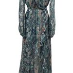 Caroline Constas Silk Vivan Floral Ruffled Georgette Maxi Gown Dress Slate Ombre Green Size XS Photo 5