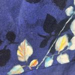 St. John Silk Floral Navy Blue Black Button Front Tunic Top Blouse Shirt Small Photo 6