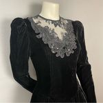 Vintage Scott McClintock Velvet Dress Lace Sequins Peplum 80s 90s‎ Drama Formal Black Photo 11