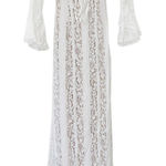 White Lace Overlay Off The Shoulder Maxi Dress Sz XS Photo 0