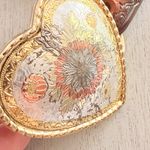 Vintage Y2K Tooled Leather Western Belt Heart Buckle Full Grain Cowhide 42 Photo 2