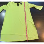Clara Sun Woo Lime Green Tunic Small Made USA Stretch Asymmetric Hem Chartreuse Yellow Photo 6