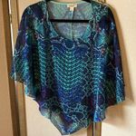 One World Blue and Green Sheer cover up petite medium Photo 0