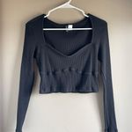 H&M Cropped Long Sleeve Black Top Photo 0