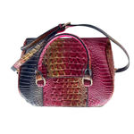 Vegan Leather Rainbow Multicolor Purple Crocodile Embossed Crossbody Satchel Bag Photo 3