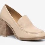 Crown Vintage Caitlun Pump Leather Cream Block Heel Loafers Size 10 Preppy Photo 0