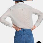 Theory  Straight Shirt in Striped Organic Cotton Navy Cream Size M Photo 3