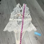 Mentionables x Shawn Johnson East NWT eyelash Lace Chemise Thong bodysuit White Photo 4