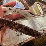 Stuart Weitzman PINK TAN SNAKESKIN PYTHON PRINT SLINGBACK OPEN TOE HEELED SANDAL Photo 7