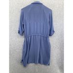 ANGL  Solid Blue TShirt Dress Short Sleeve Dropped Waist Drawstring Sleeve Tab Photo 6
