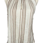 Evereve  High Neck‎ Striped Sleeveless Tank Blouse 100% Cotton Womens M Beach Photo 0