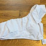 Kona Sol  Women’s Medium 8 10 White Ruffle Eyelet One Shoulder Bikini Swim Top Photo 0