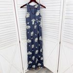 Westport  Floral Embroidered Crinkle Smocked Waist Maxi Dress Blue Small Photo 6