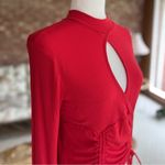 Love Charm Red High Neck Cutout Ruched Drawstring Crop Top L (Jrs) S (Ladies) Photo 7