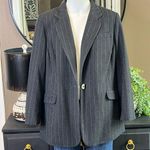 Kenneth Cole Charcoal & White Pinstripe Blazer Size 14W Photo 1