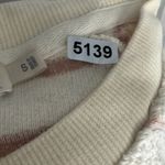Faherty  Striped Textured Raglan Crewneck Sweatshirt Cream Rosewood Size S Photo 7