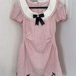 Women Korean Kawaii Coquette Aesthetic Pink Peter Pan Collar Lolita ribbon Dress Size M Photo 2