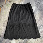 Vanity Fair Black Nylon Slip Midi Skirt With Lace Trim Photo 0