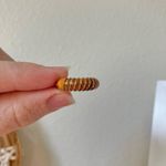 Carved Wood Gold Band Ring “Blathnaid” Bohemian Rustic Minimist Neutral Jewelry Brown Photo 11