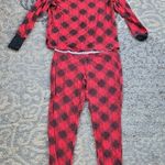 Victoria's Secret Victoria’s Secret Waffle Knit Long Sleeve Plaid Pajama Set Red Medium Photo 0