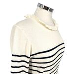 Böhme Striped Ruffled Neck Sweater Ivory White Black Size Medium Photo 3