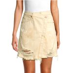 Free People Parker Wrap Denim Mini Skirt Butter Cream Photo 3