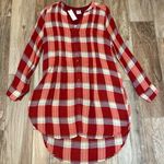 Anthropologie  Akemi + Kin Lucie Plaid Tunic Red Oversized Photo 0
