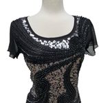 Cartise Embellished Shirt Sz M Black Silver Sequins Beaded Glam Y2K FairyGrunge Size M Photo 1