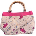 Liz Claiborne  Vintage Cloth Golf Theme Bamboo Tote Bag Photo 0