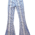 Altar'd State  Paisley Flare Pants Women's Size Medium Boho Blue Textured Stretch Photo 0