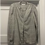 Untuckit Women’s Button Up Blouse Gray Plaid V Photo 0