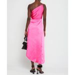 O.P.T. One Pretty Time One Shoulder Satin Midi Dress Barbie Pink Size Medium Photo 1