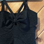 Free People Black Jacquard Cut-Out Peplum Royalty Tank Top Photo 3