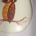 Hand Painted Vintage McFarlin Owl Brooch Brown Photo 4