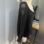 Natacata Chic Black Blouse with long Sheer Sleeves top dressy shirt NWT Size XL Photo 3