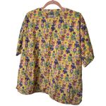 UA Scrubs Nurse Top XL Yellow Owls Floral V Neck Veterinary Dental Healthcare Photo 1