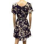 All that jazz Vintage Plum Cream Floral Print Short Sleeve Zip Tie Back Dress M Photo 7