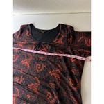 Susan Lawrence  Top Womens 3X Red Black Geometric Keyhole Sheer Sleeve Whimsigoth Photo 4