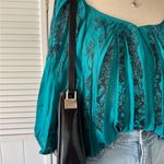 Sami & Jo  Green and Black Pleated Sweetheart Neck Blouse Top Photo 3
