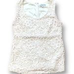 Patrizia Luca Top Cream Crochet Flower Detail Lace Sleeveless Scoopneck Tank Photo 1