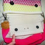 Maria Victoria Neon Crossbody Handbag Bag 12x9" Handmade Plastic Pink Blue Teal Photo 2