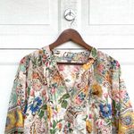 Figueroa & Flower Womens Shirt Blouse Sheer Floral Mixed Print 3/4 Sl Plus 1X Gold Photo 3