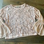 Gimmicks by BKE Gimmicks BKE buckle dusty rose open lace bell sleeve blouse size S‎ Photo 0